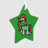 Cute Kerstmis Unicorn Ornament - Green Background (voorkant)