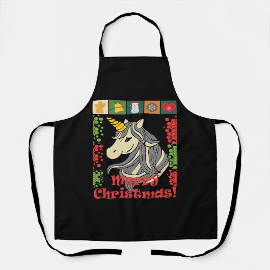 Cute Kerstmis Unicorn. Schort (Voorkant)