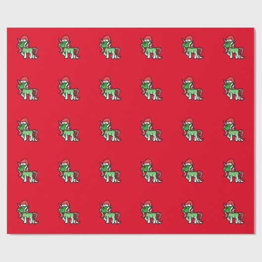 Cute Kerstmis Unicorn Wrapping Paper 2 Cadeaupapier (Vlak)