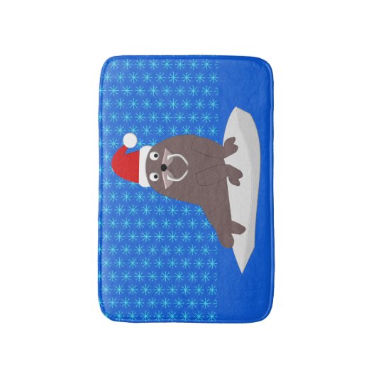Cute Kerstmis Walrus en Snowflakes Badmat (Voorkant Verticaal)