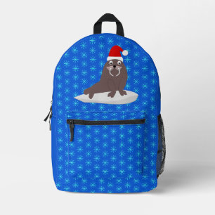 Cute Kerstmis Walrus en Snowflakes Bedrukte Rugzak