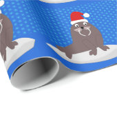 Cute Kerstmis Walrus en Snowflakes Cadeaupapier (Rol Hoek)