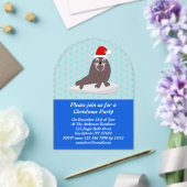 Cute Kerstmis Walrus en Snowflakes Custom Acryl Uitnodigingen (Insitu (Huwelijk))