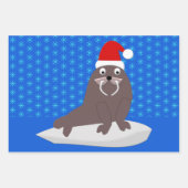 Cute Kerstmis Walrus en Snowflakes Custom Inpakpapier Vel (Voorkant)