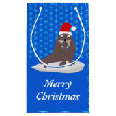 Cute Kerstmis Walrus en Snowflakes Custom Klein Cadeauzakje (Achterkant)