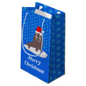 Cute Kerstmis Walrus en Snowflakes Custom Klein Cadeauzakje (Achterkant Gekanteld)