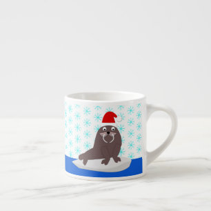 Cute Kerstmis Walrus en Snowflakes Espresso Kop