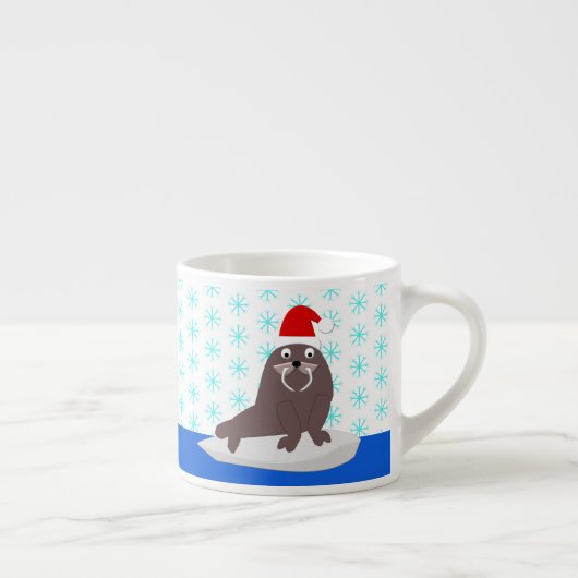 Cute Kerstmis Walrus en Snowflakes Espresso Kop (Rechts)