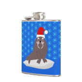 Cute Kerstmis Walrus en Snowflakes Heupfles (Links)
