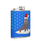 Cute Kerstmis Walrus en Snowflakes Heupfles (Rechts)