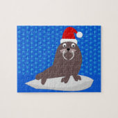 Cute Kerstmis Walrus en Snowflakes Legpuzzel (Horizontaal)