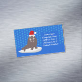 Cute Kerstmis Walrus en Snowflakes Magnetisch Visitekaartje (Voorbeeld)