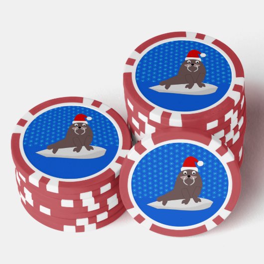 Cute Kerstmis Walrus en Snowflakes Poker Chips (Opstapeling)