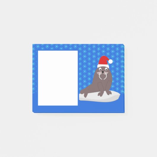 Cute Kerstmis Walrus en Snowflakes Post-it® Notes (Voorkant)