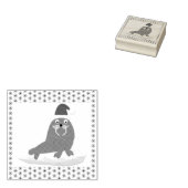Cute Kerstmis Walrus en Snowflakes Rubberstempel (Gestempeld)
