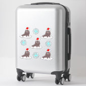 Cute Kerstmis Walrus en Snowflakes Sticker (Koffer)