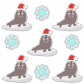 Cute Kerstmis Walrus en Snowflakes Sticker (Voorkant)