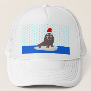 Cute Kerstmis Walrus en Snowflakes Trucker Pet