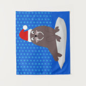 Cute Kerstmis Walrus en Snowflakes Wandkleed (Voorkant)