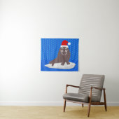 Cute Kerstmis Walrus en Snowflakes Wandkleed (In Situ (horizontaal))