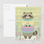 Cute Kerstmis Wasbeer Ansichtkaart Briefkaart (Voorkant / Achterkant)
