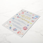 Cute Kerstmis Waterverf Script Holiday Party Folie Uitnodiging (Gedraaid)