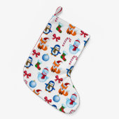 Cute Kerstmis Waterverf Snowman Penguin Fox Kleine Kerstsok (Voorkant (Hangend))