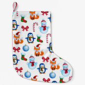 Cute Kerstmis Waterverf Snowman Penguin Fox Kleine Kerstsok (Voorkant)