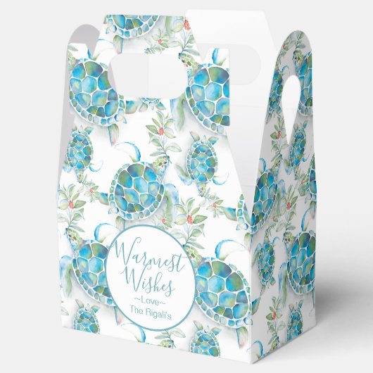 Cute Kerstmis Waterverf Zee Turtle Bedankdoosjes (Geopend)