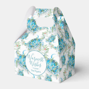 Cute Kerstmis Waterverf Zee Turtle Bedankdoosjes