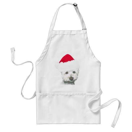 Cute Kerstmis Westie Dog Standaard Schort (Voorkant)