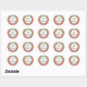 Cute Kerstmis Wreath Red Berries Ronde Sticker (Vel)