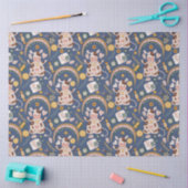 Cute Kerstmis Yoga Koe Whimsical Pattern Blue Tissuepapier (Craft)