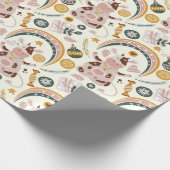 Cute Kerstmis Yoga Koe Whimsical Pattern Cadeaupapier (Hoek)