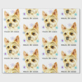 Cute Kerstmis Yorkie Dog Peace Joy Wags Patroon Cadeaupapier (Vlak)