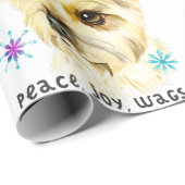 Cute Kerstmis Yorkie Dog Peace Joy Wags Patroon Cadeaupapier (Rol Hoek)