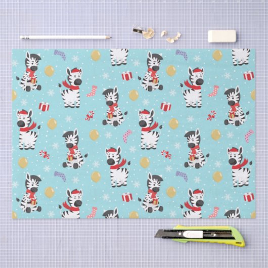 Cute Kerstmis Zebra Chic Modern Tissuepapier (Craft)