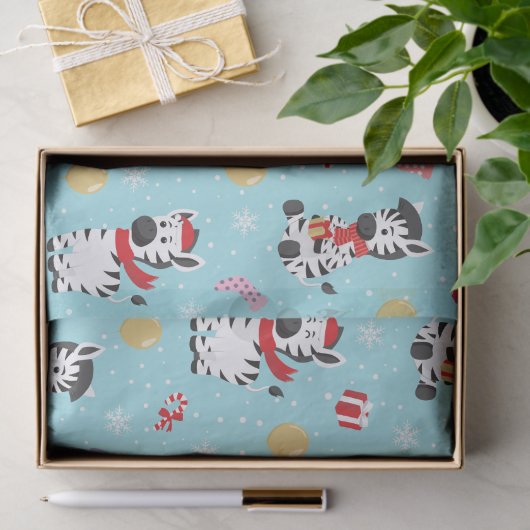Cute Kerstmis Zebra Chic Modern Tissuepapier (Geschenk)