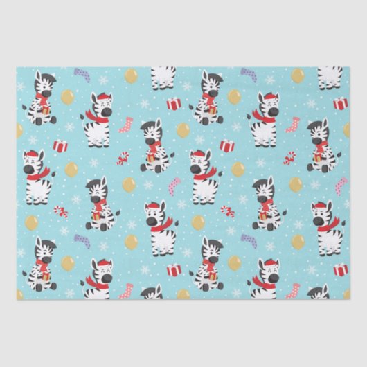 Cute Kerstmis Zebra Chic Modern Tissuepapier (Voorkant)