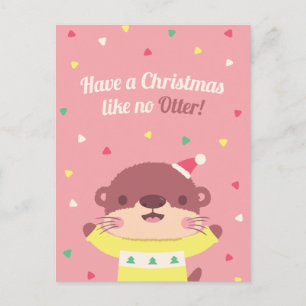 Cute Kerstmis Zonder Otter Pun Greeting Card Briefkaart