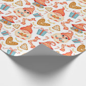 Cute Kerstmnis Gnomepatroon Cadeaupapier (Hoek)