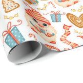 Cute Kerstmnis Gnomepatroon Cadeaupapier (Rol Hoek)