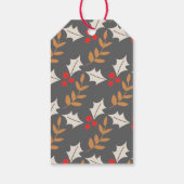 Cute Kerstmonogram grijs/grijs Holly Mistletoe Cadeaulabel (Achterkant)