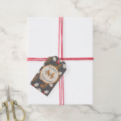 Cute Kerstmonogram grijs/grijs Holly Mistletoe Cadeaulabel (Met Touw)