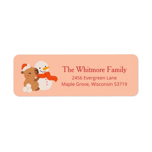 Cute Kerstmuts Capybara Retouradres Etiket (Voorkant)