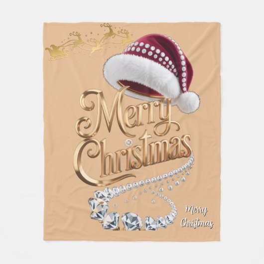 Cute Kerstmuts Fleece Deken (Voorkant)