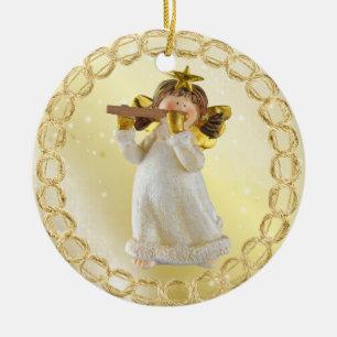 Cute Kerstna die Flute Ornament speelt