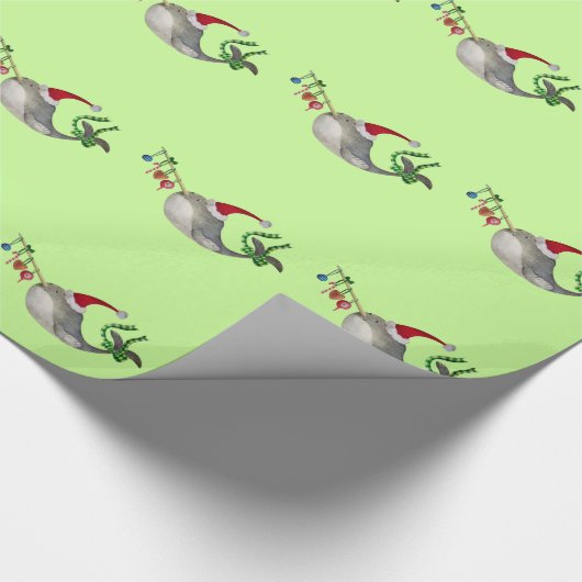 Cute KerstNarwhal Cadeaupapier (Hoek)