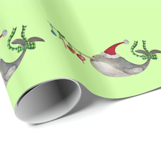 Cute KerstNarwhal Cadeaupapier (Rol Hoek)