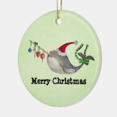 Cute KerstNarwhal Keramisch Ornament (Links)